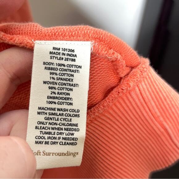 SOFT SURROUNDINGS Ellie Topper Cardigan Sweater Eyelet Peach {Q14} - Picture 5 of 5